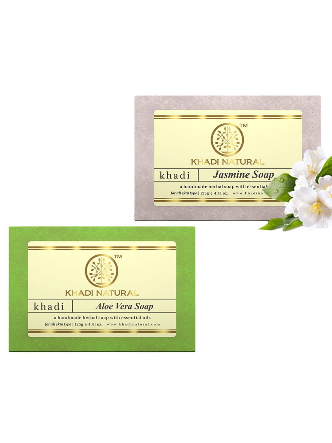 

Khadi Natural Set of Aloe Vera & Jasmine Handmade Herbal Soaps, Green