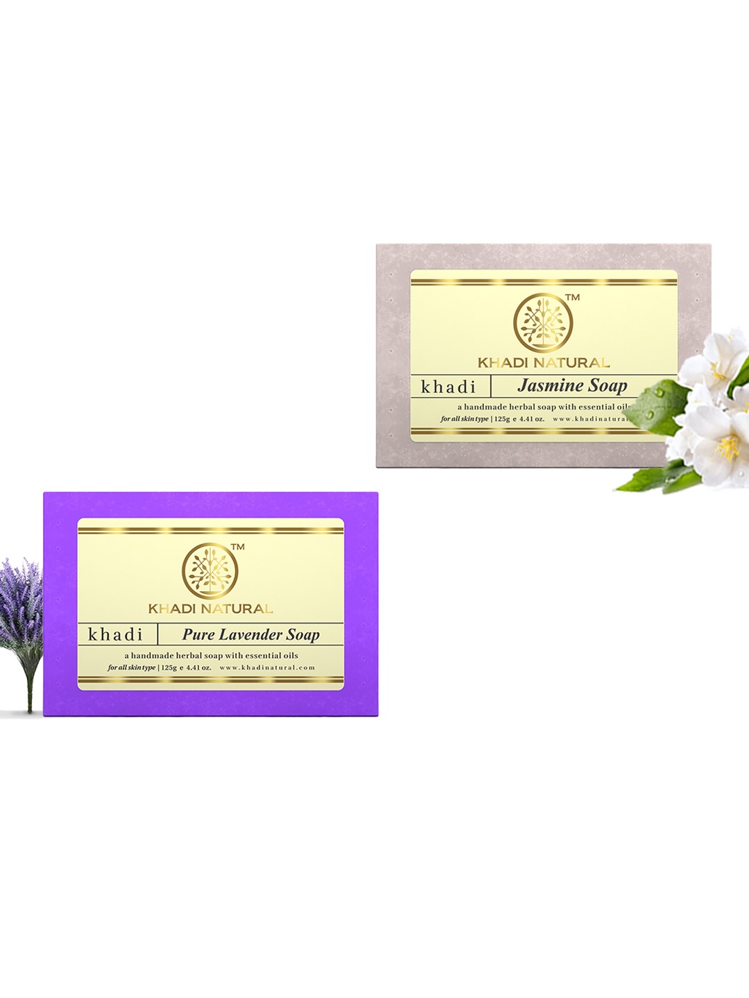 

Khadi Natural Set of Pure Lavender & Jasmine Handmade Herbal Soaps, Purple
