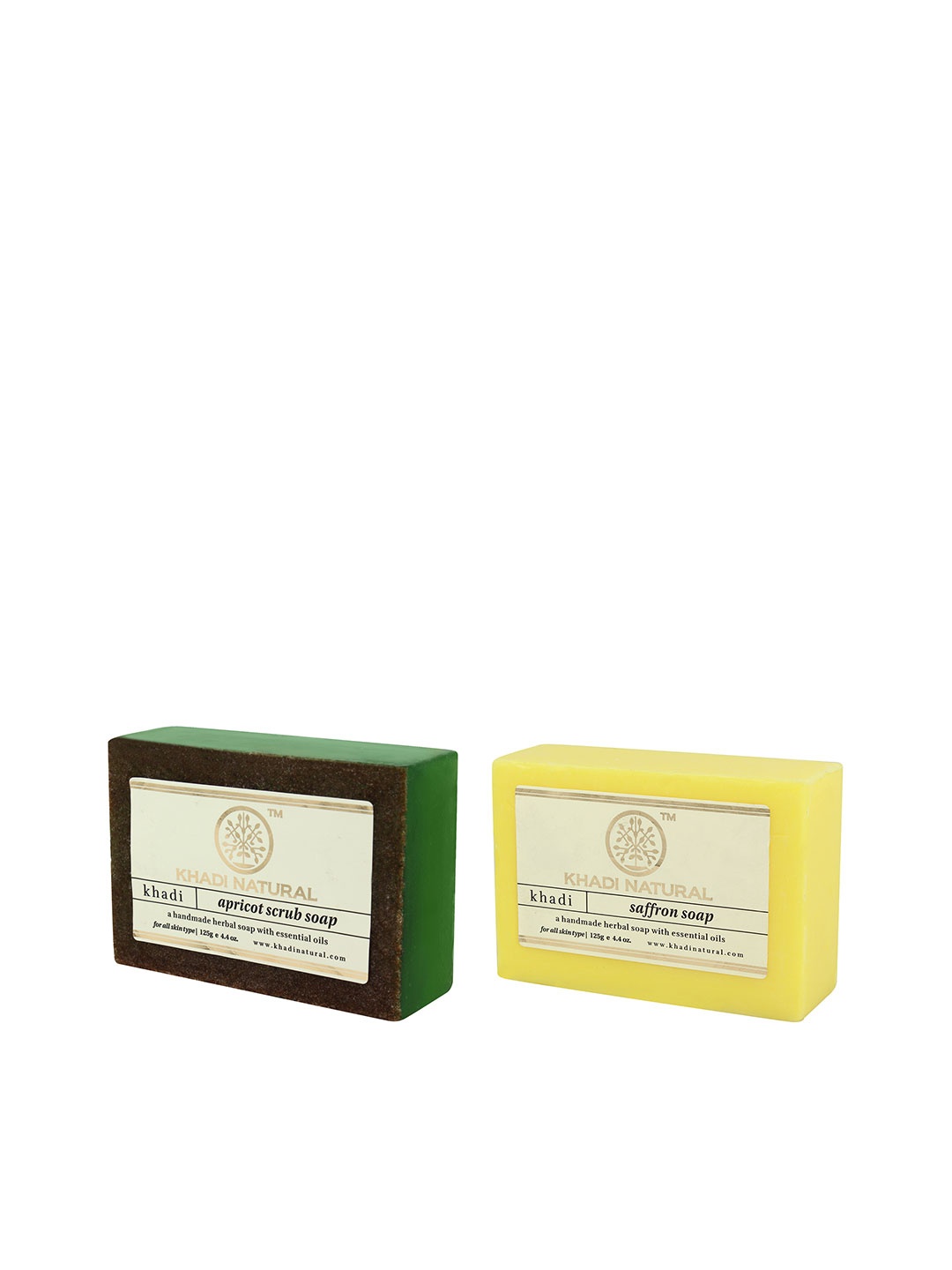 

Khadi Natural Set of Apricot Scrub & Saffron Handmade Herbal Soaps, Green