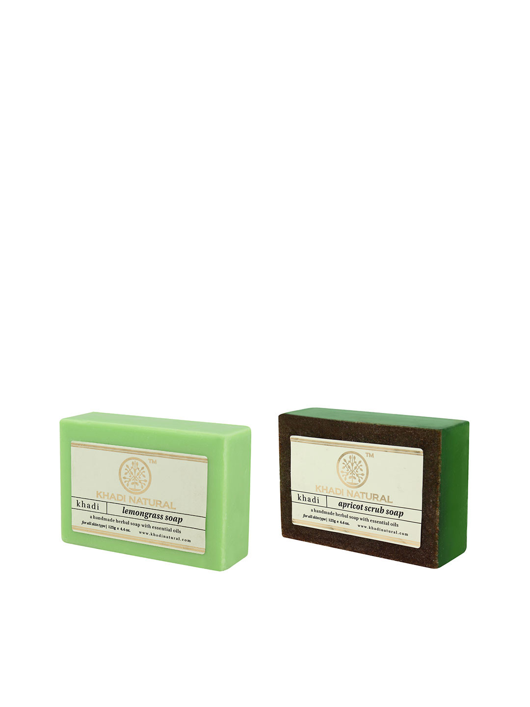 

Khadi Natural Set of Lemongrass & Apricot Scrub Handmade Herbal Soaps, Green