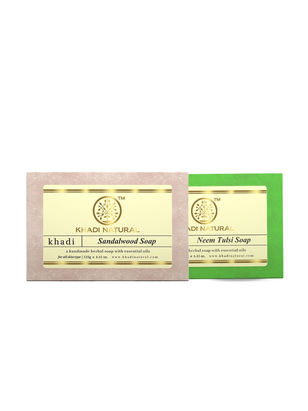 

Khadi Natural Set of Sandalwood & Neem Tulsi Handmade Herbal Soaps, Green