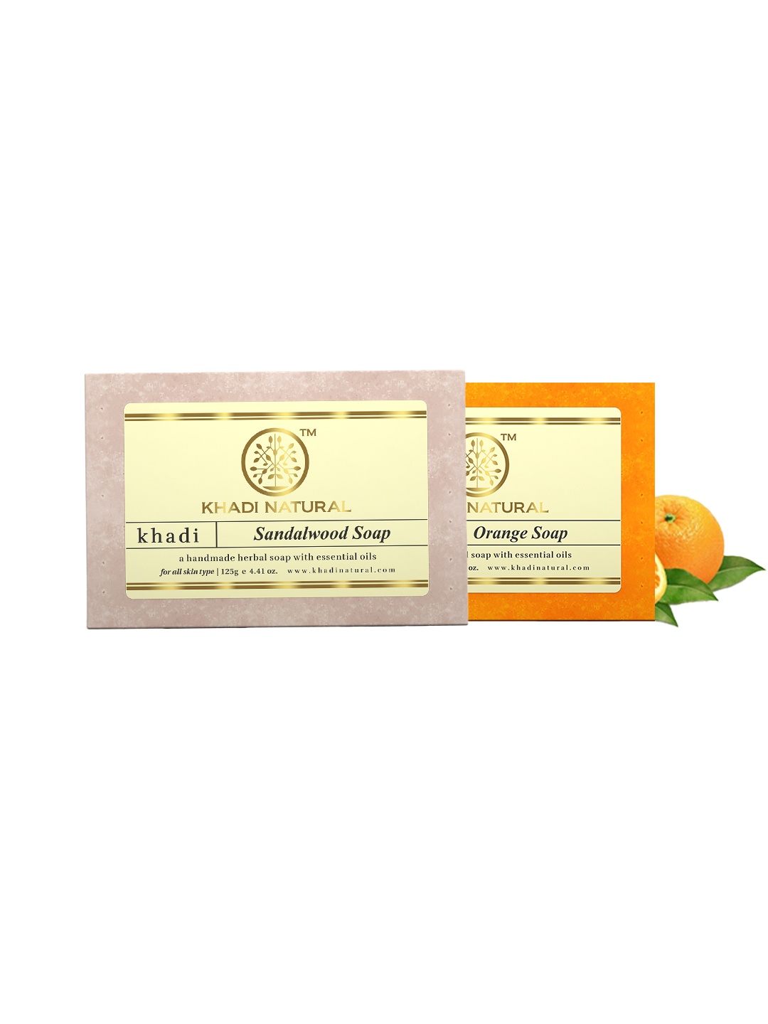 

Khadi Natural Set of Orange & Sandalwood Handmade Herbal Soaps