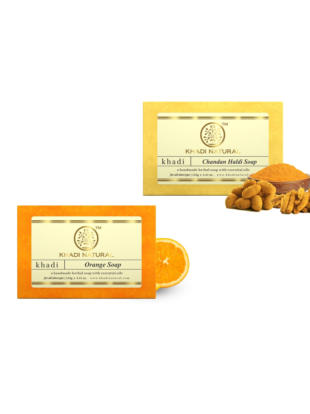 Khadi Natural Set of Orange & Chandan Haldi Handmade Herbal Soaps