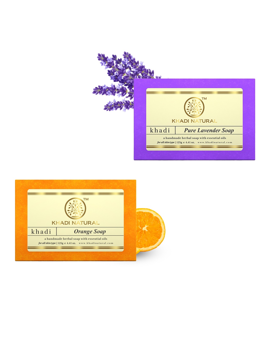 

Khadi Natural Set of Pure Lavender & Orange Handmade Herbal Soaps