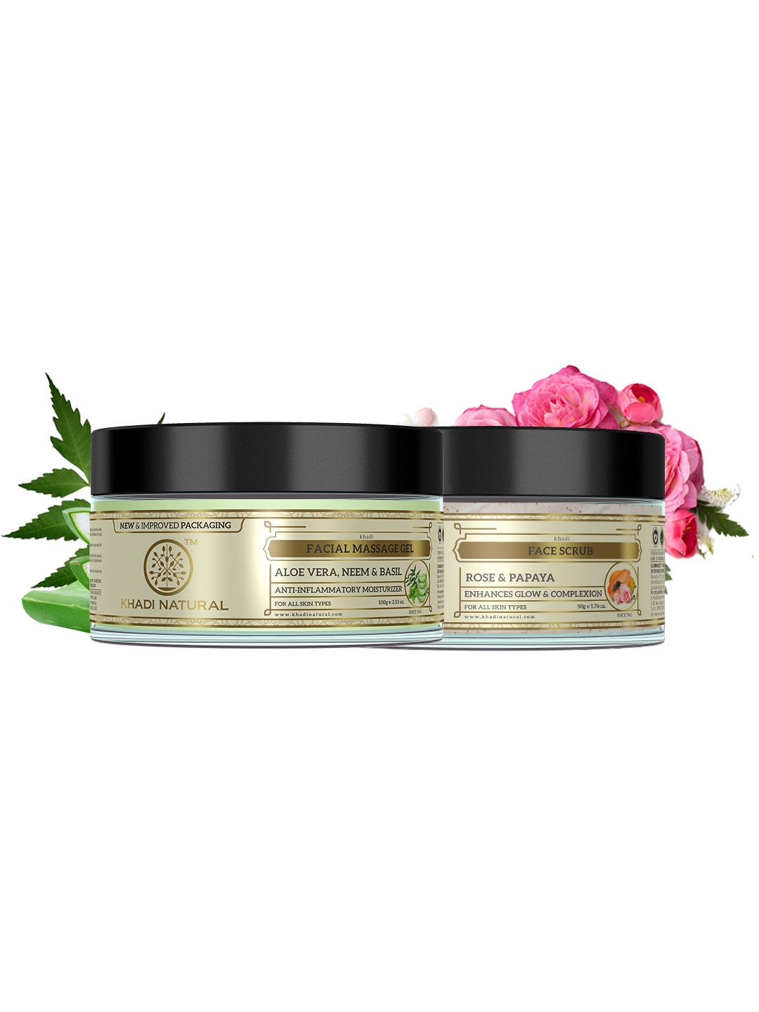 

Khadi Natural Unisex Sustainable Set Of Facial Massage Gel - Face Scrub, Green