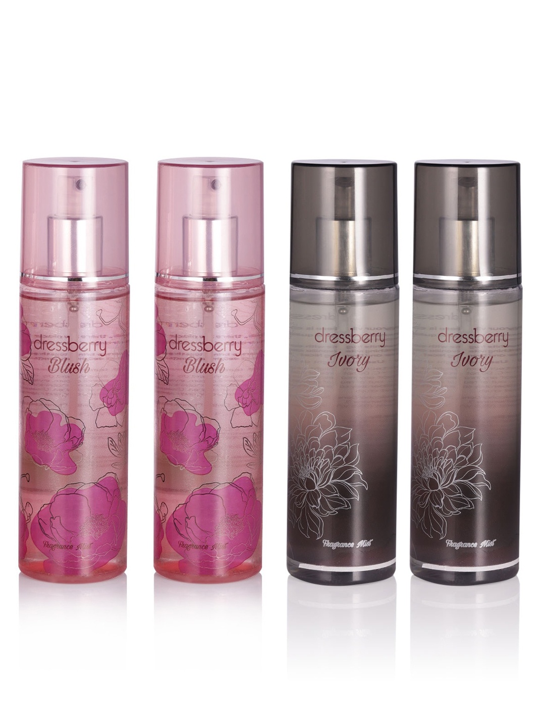 

DressBerry Set of 2 Ivory Fragnance Body Mists & Set of 2 Blush Fragnance Body Mists, Grey