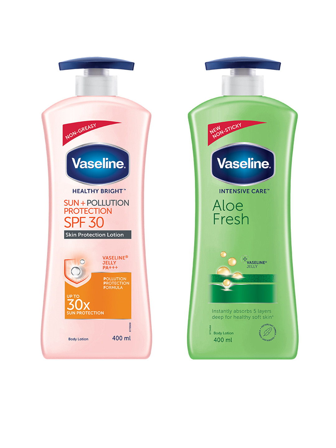 

Vaseline Set of Intensive Care Aloe Fresh & SPF 30 Sun & Pollution Protection Body Lotions, Pink