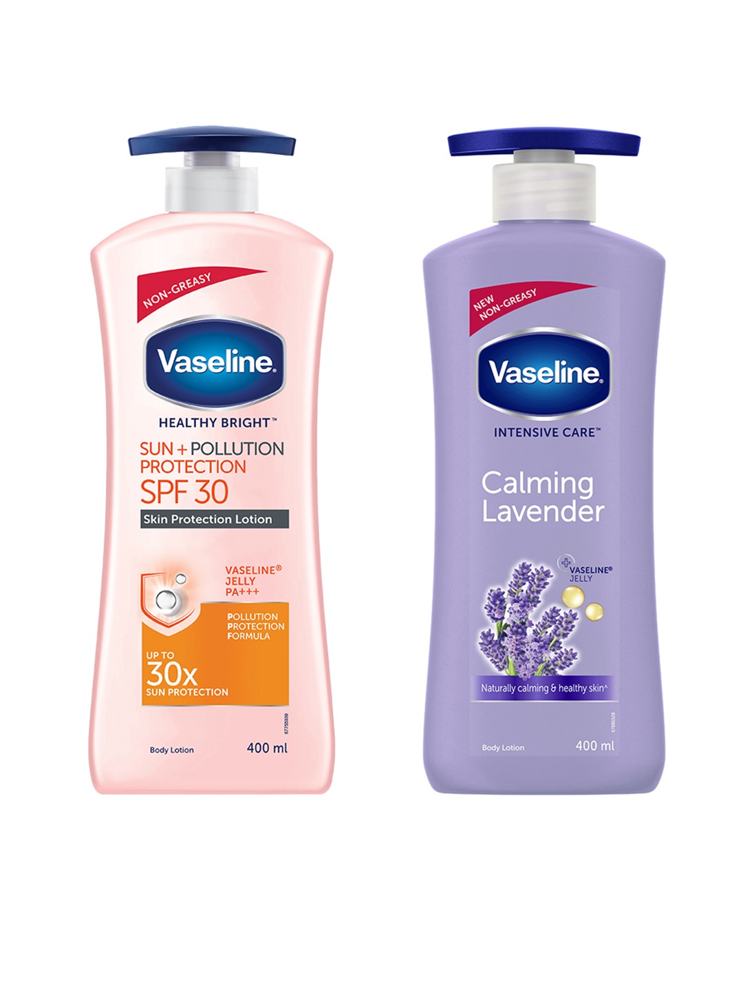 

Vaseline SPF 30Sun And Pollution Protection & Intensive Care Calming Lavender Body Lotions, Pink