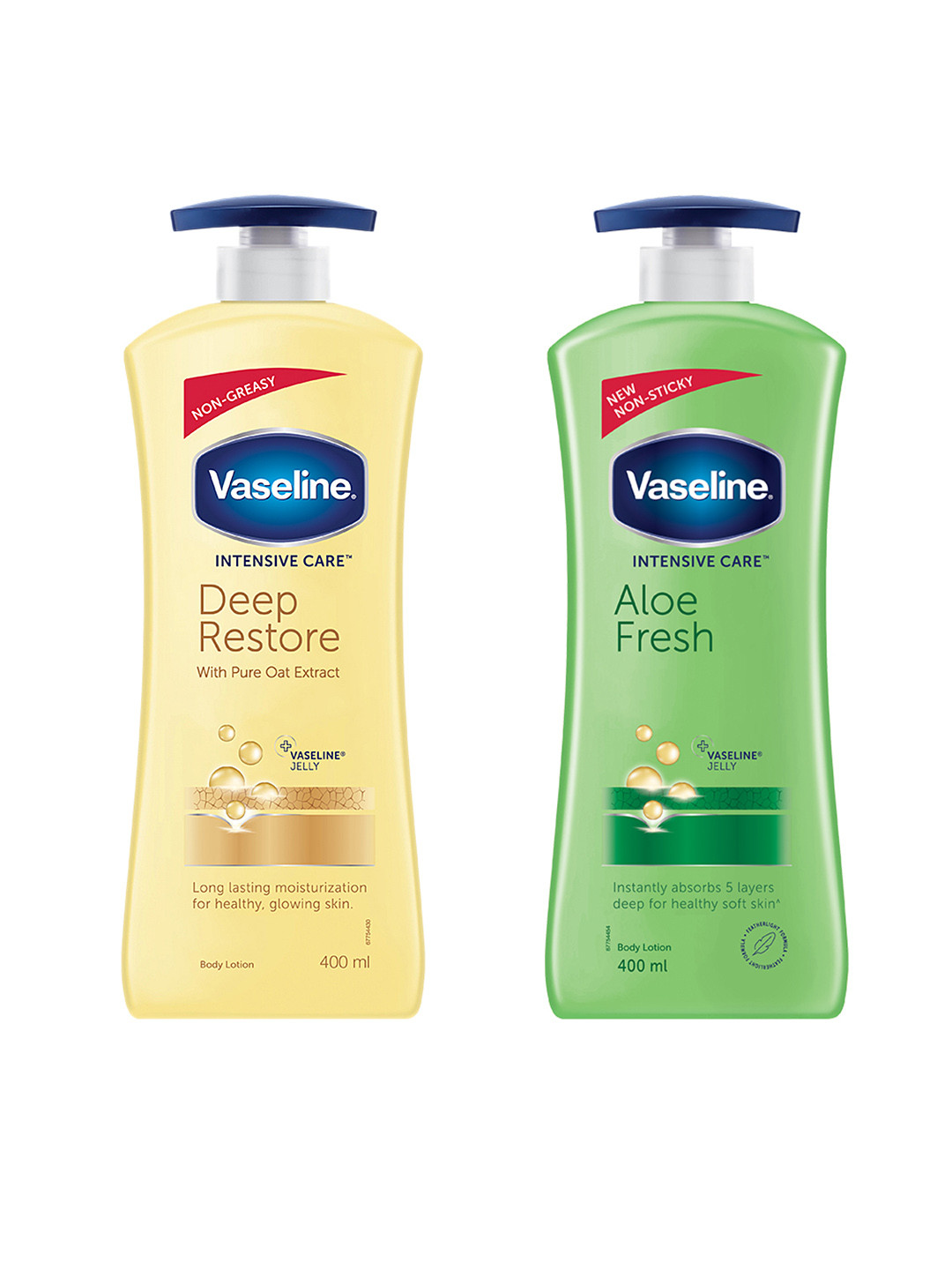 

Vaseline Set of Intensive Care Aloe Fresh & Deep Restore Body Lotions, Green