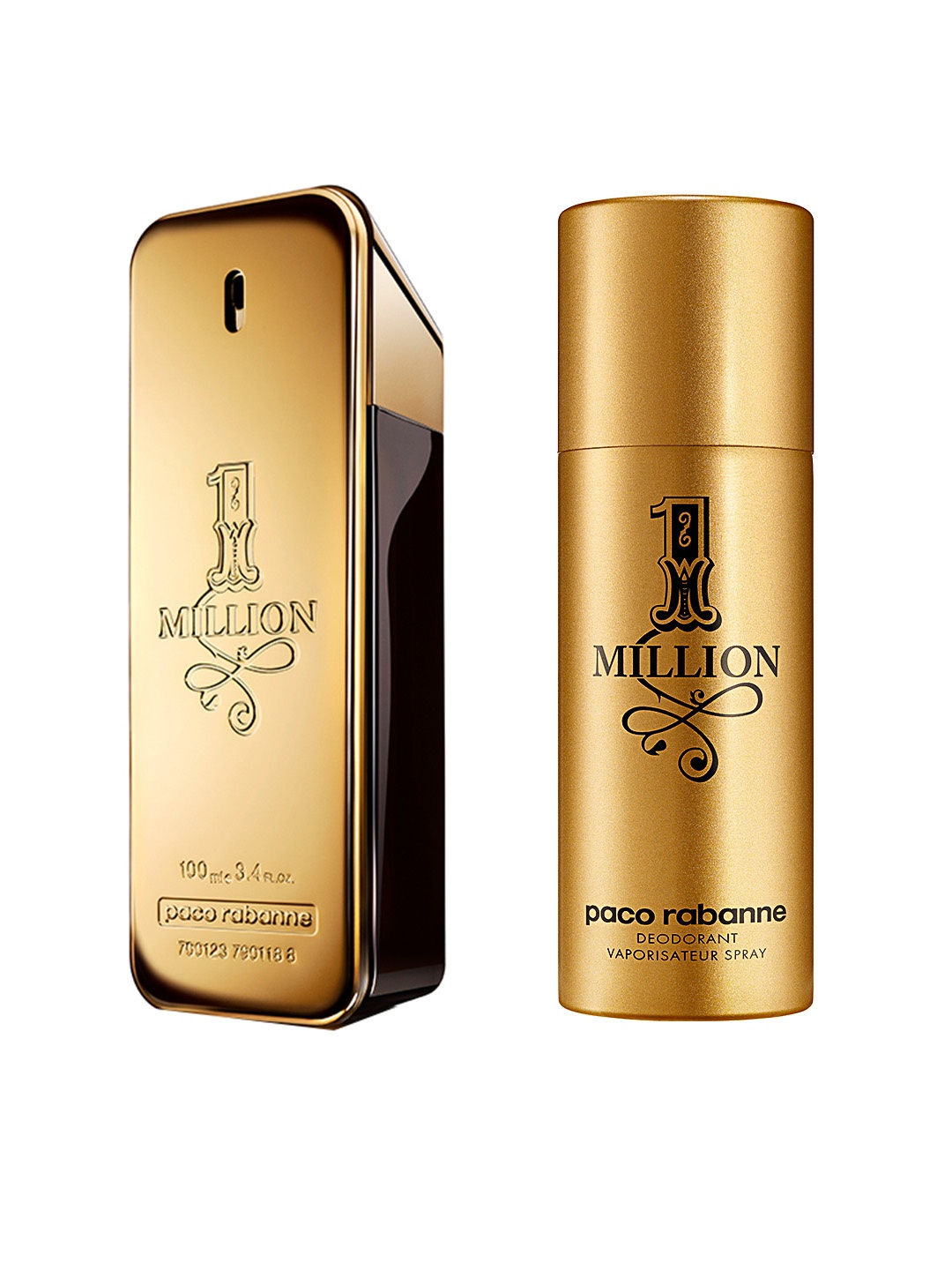 

Paco Rabanne Men Set of 1 Million Eau De Toilette & Deodorant Spray, Gold