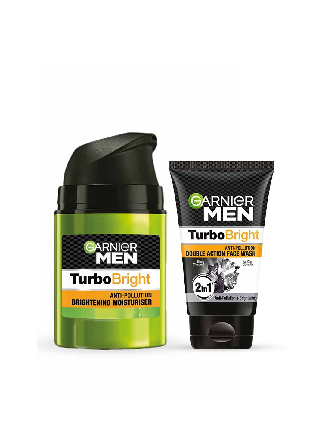 

Garnier Turbo Bright Anti-Pollution Face Wash 100g & Brightening Moisturiser 50g, Black