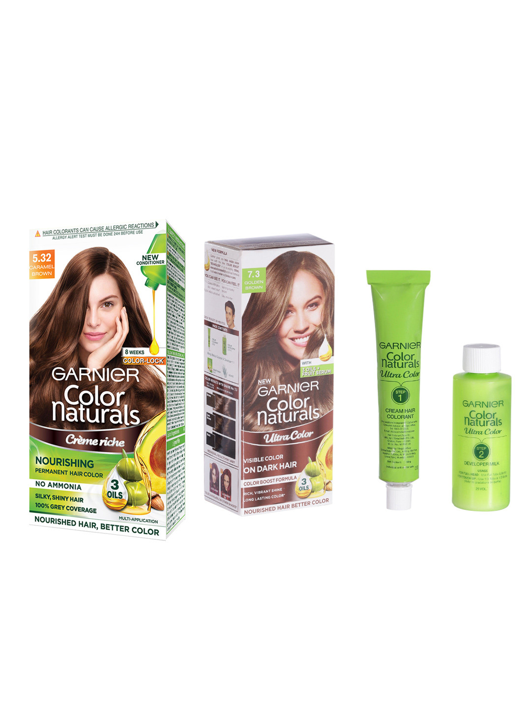 

Garnier Set Of Color Naturals Ultra Hair Color-Golden Brown & Caramel Brown Hair Color