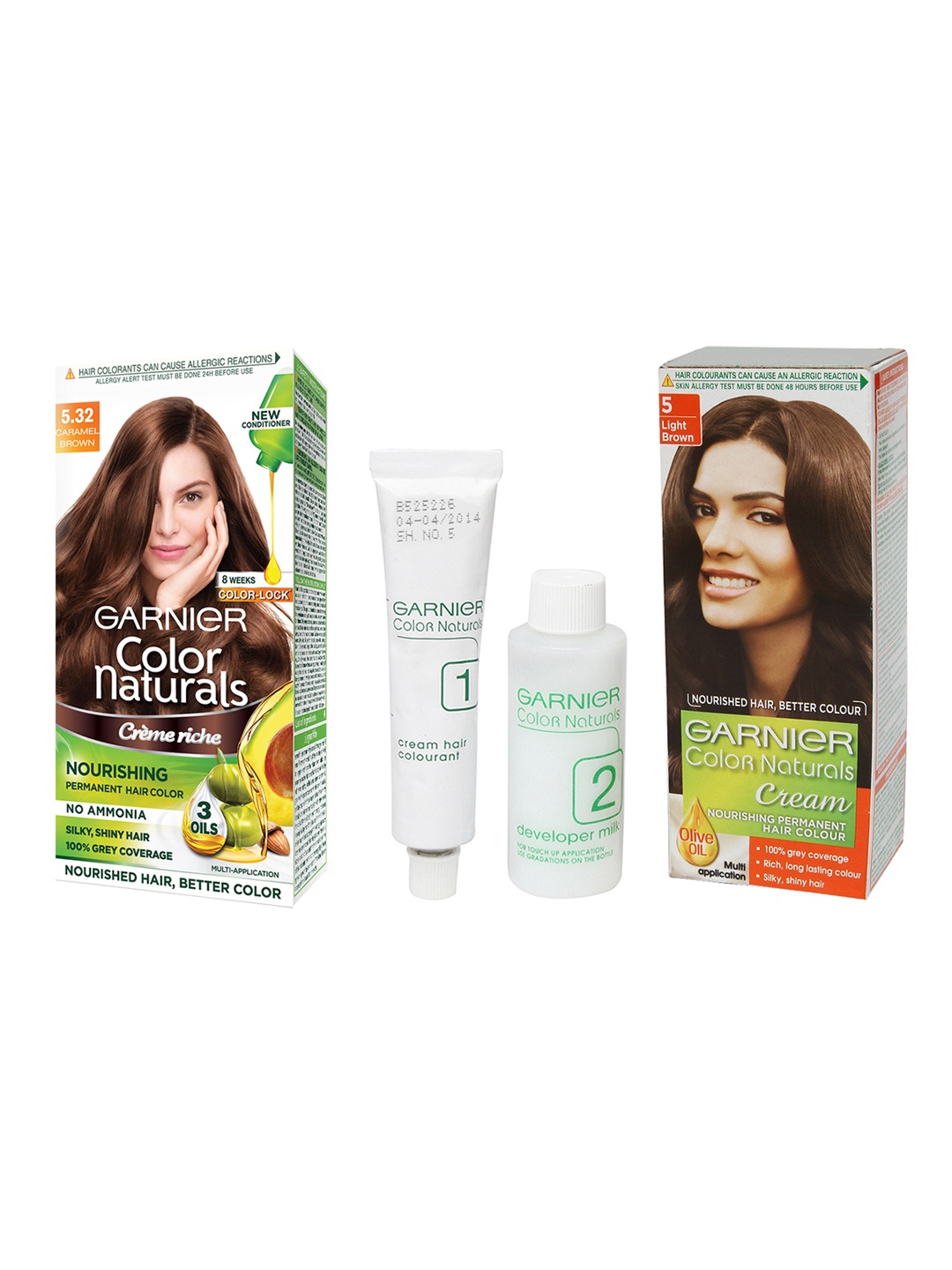 

Garnier Set Of Color Naturals Creme Light Brown Hair Color & Caramel Brown Hair, White