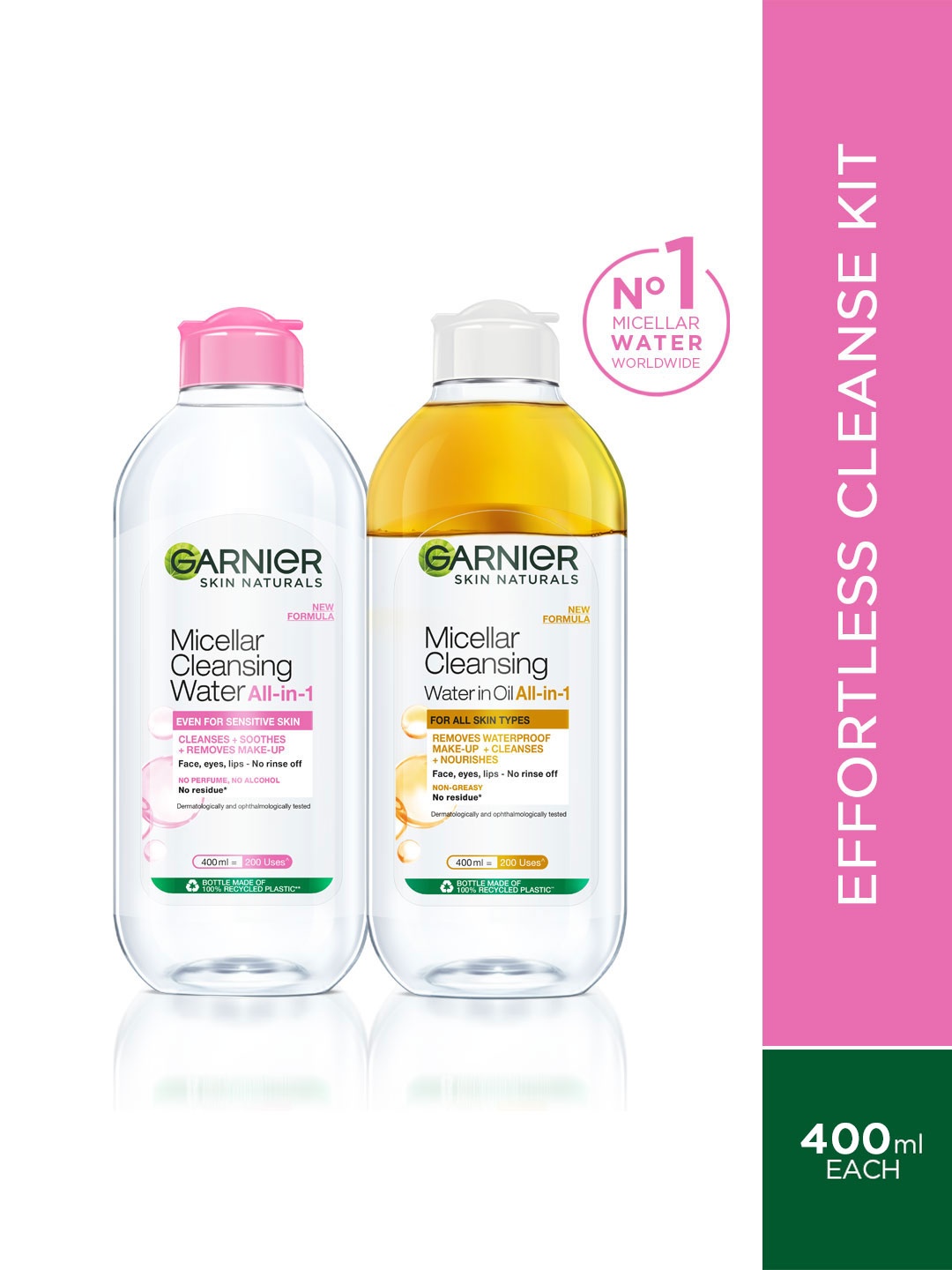 

Garnier Oil Infused Micellar Cleansing Water- 400ml & Micellar Cleansing Water- Pink 400ml, Yellow