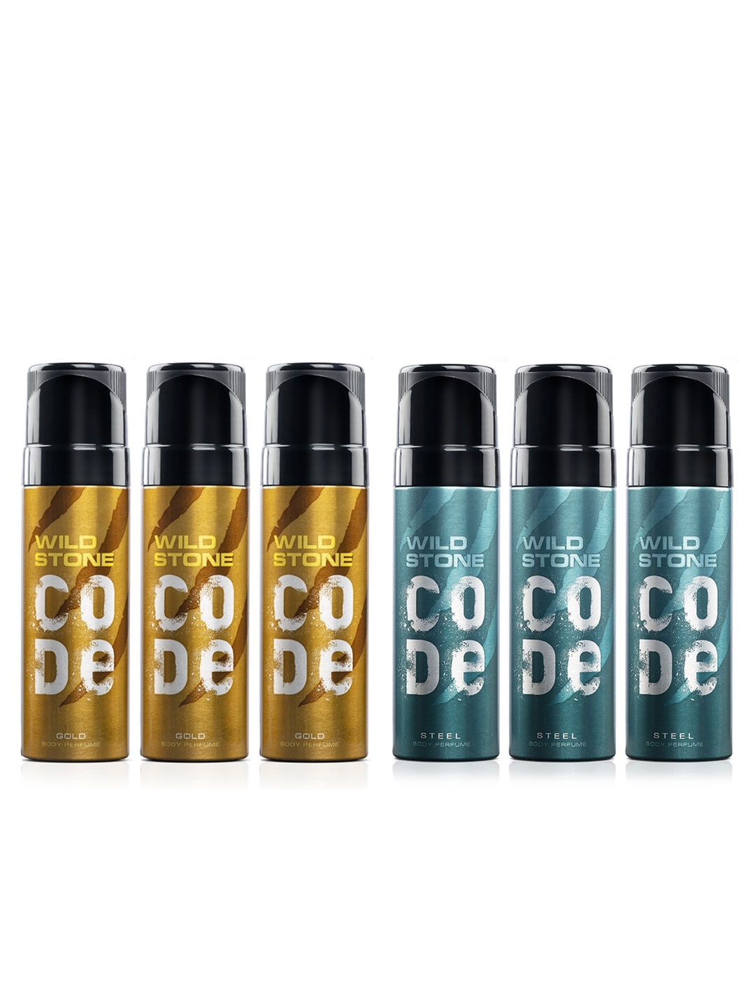 

Wild stone Men Set of 3 Code Gold & Set of 3 Code Steel Body Deodorants, Teal