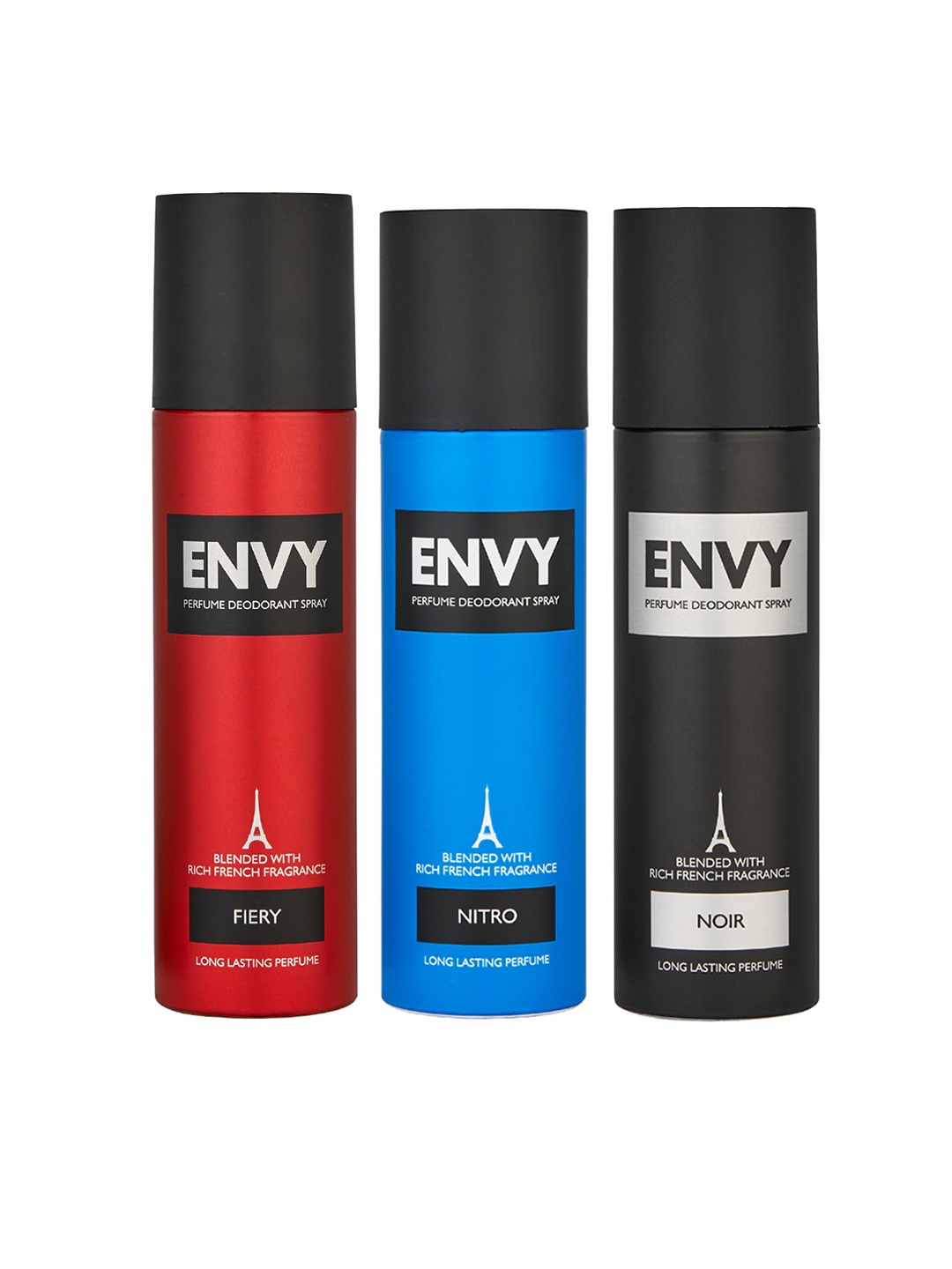 

Envy Men Set of 3 Deodorants - Fiery 115g + Nitro 99g + Noir 99g, Blue