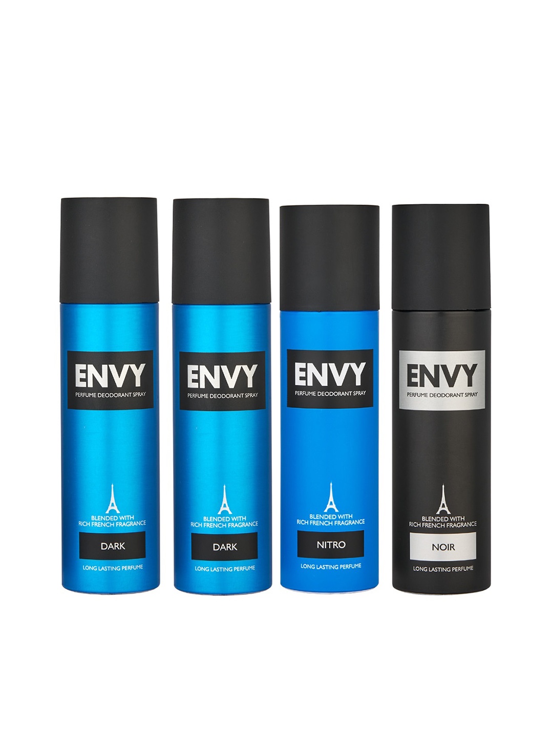 

Envy Men Set of 4 Deodorants - 2 Pcs Dark 115g + Nitro 99g + Noir 99g, Blue