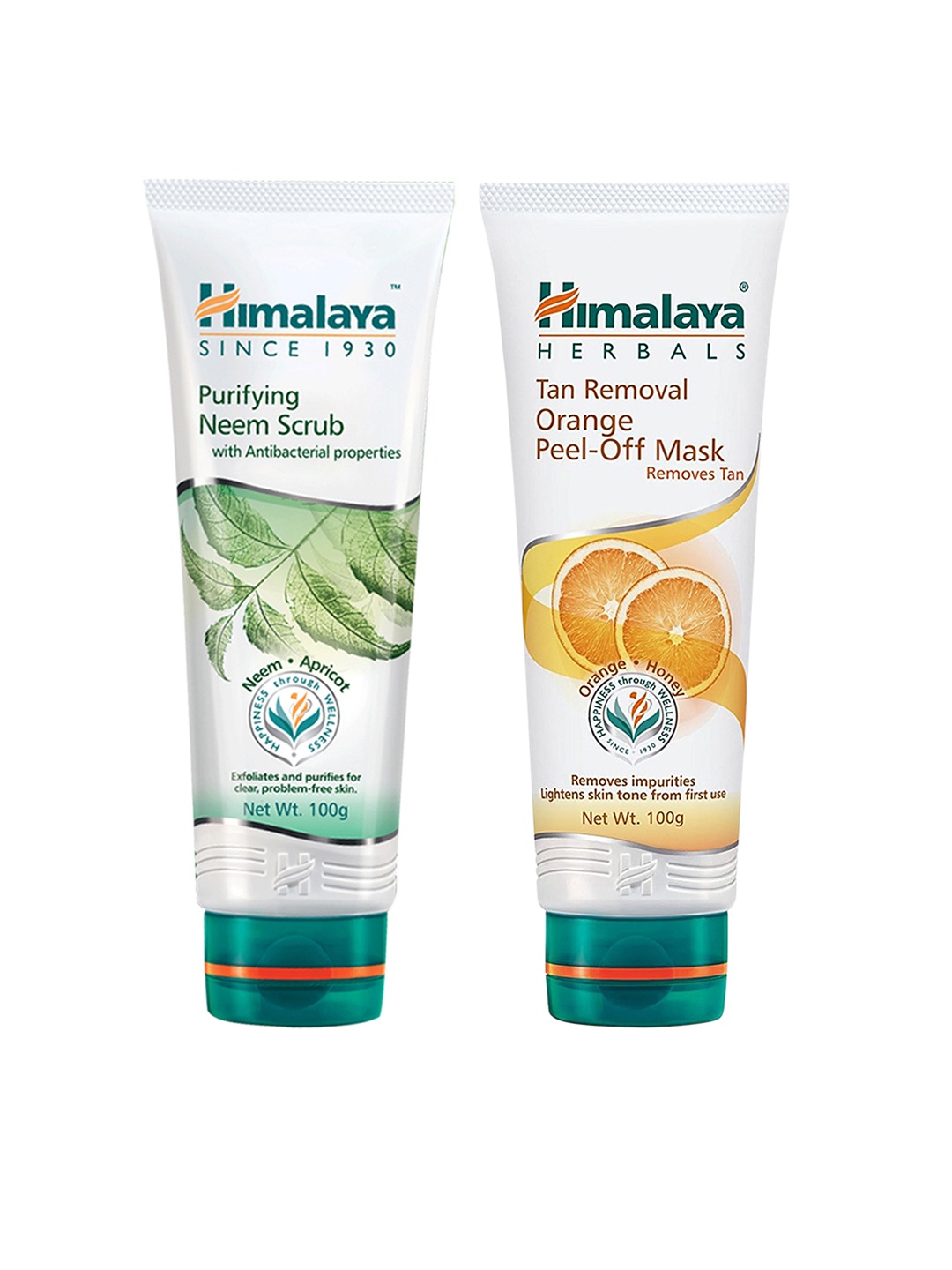 

Himalaya Set of Tan Removal Orange Peel-Off Mask & Purifying Neem Scrub, White