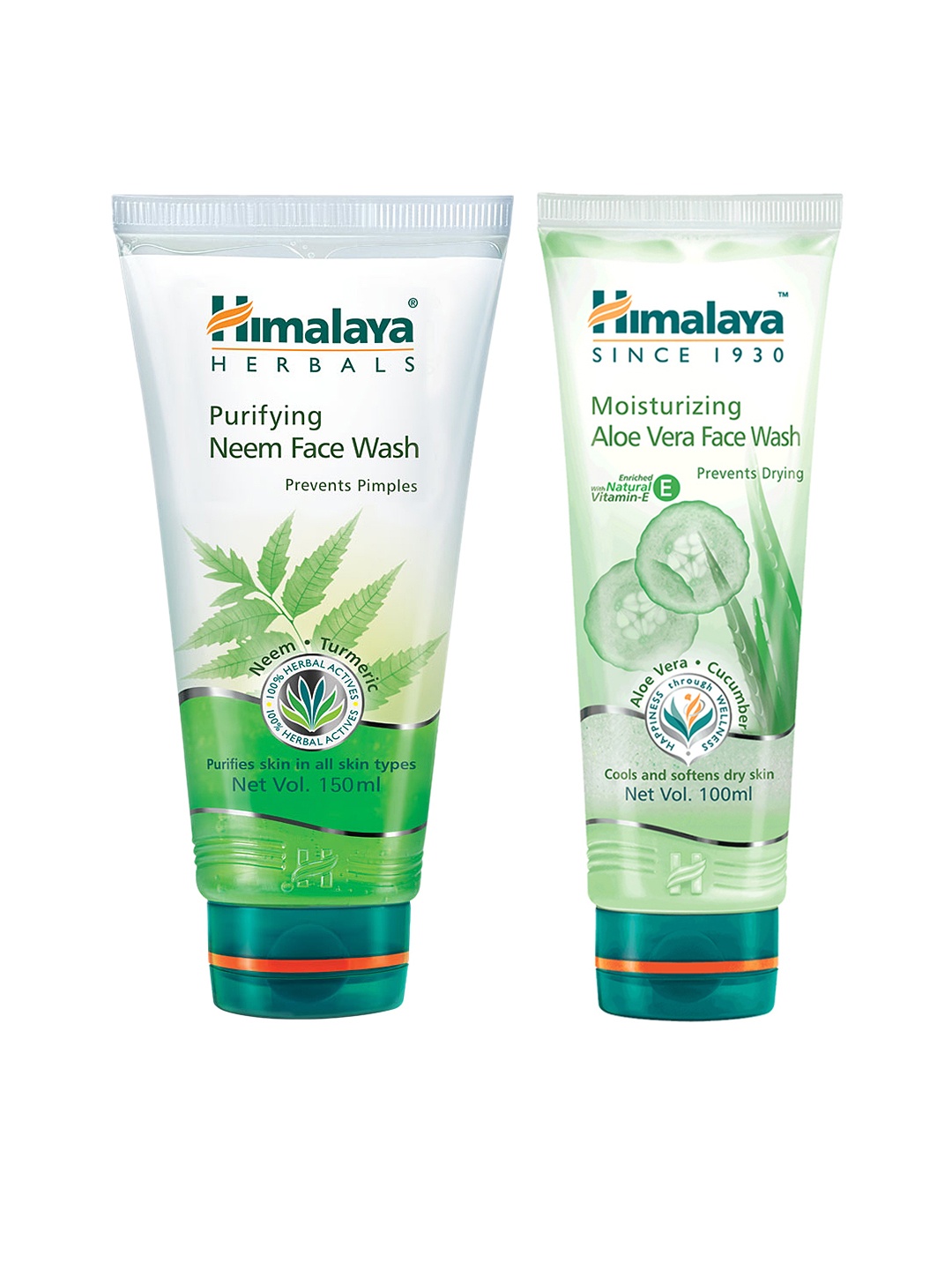 

Himalaya Set of Purifying Neem Face Wash 150 ml & Moisturizing Aloe Vera Face Wash 100 ml, Green