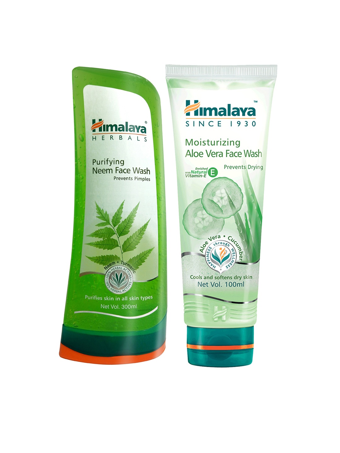 

Himalaya Set of Purifying Neem Face Wash 300 ml & Moisturizing Aloe Vera Face Wash 100 ml, Green