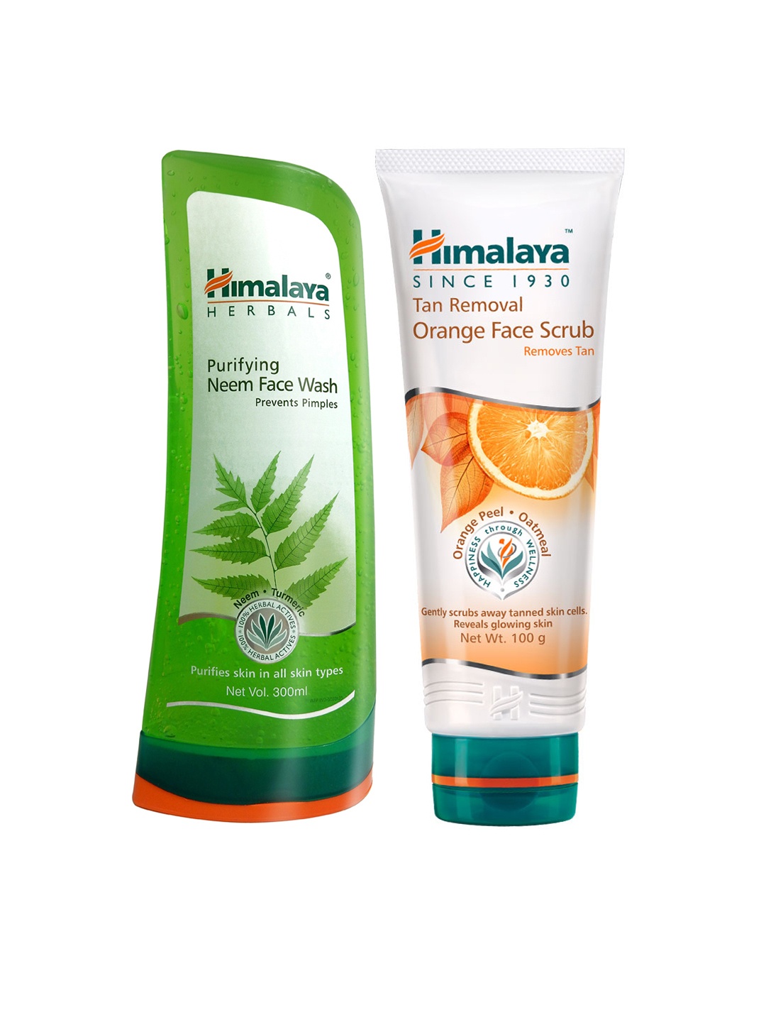 

Himalaya Set of Purifying Neem Face Wash & Tan Removal Orange Face Scrub, Green