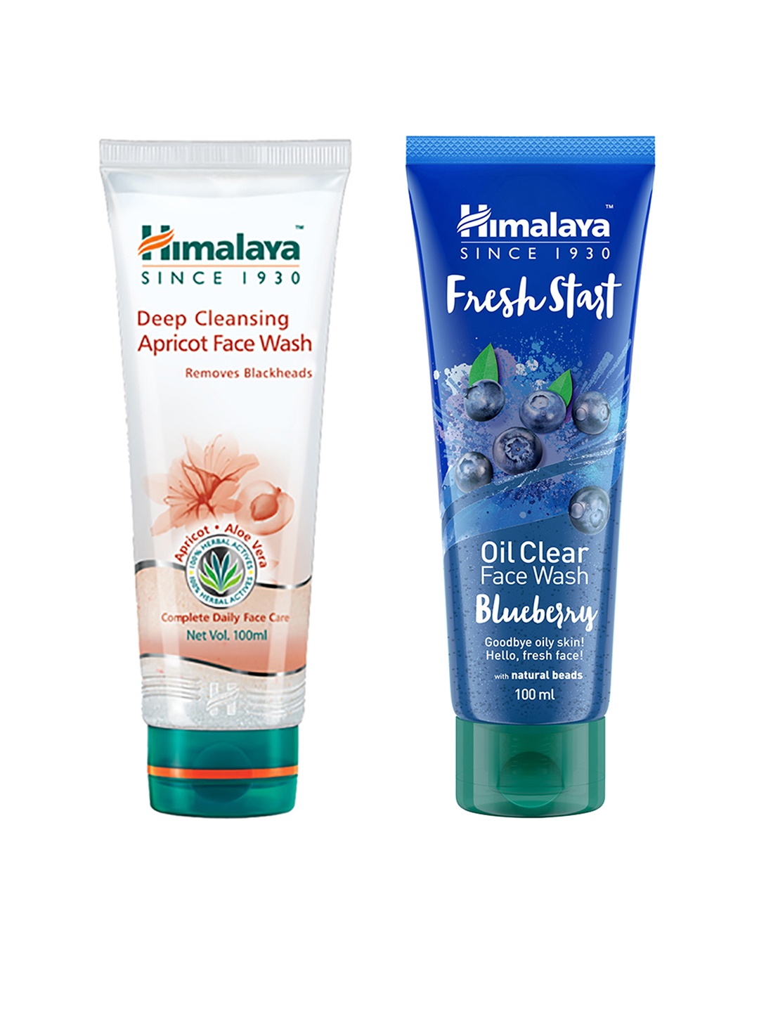 

Himalaya Set of 2 Facewash - Fresh Start Oil Clear Blueberry & Deep Cleansing Apricot, Blue
