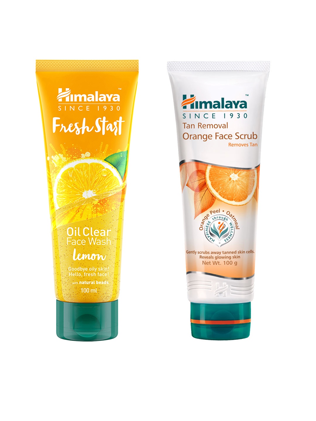

Himalaya Set of Fresh Start Oil Clear Lemon Face Wash & Tan Removal Orange Face Scrub, Yellow
