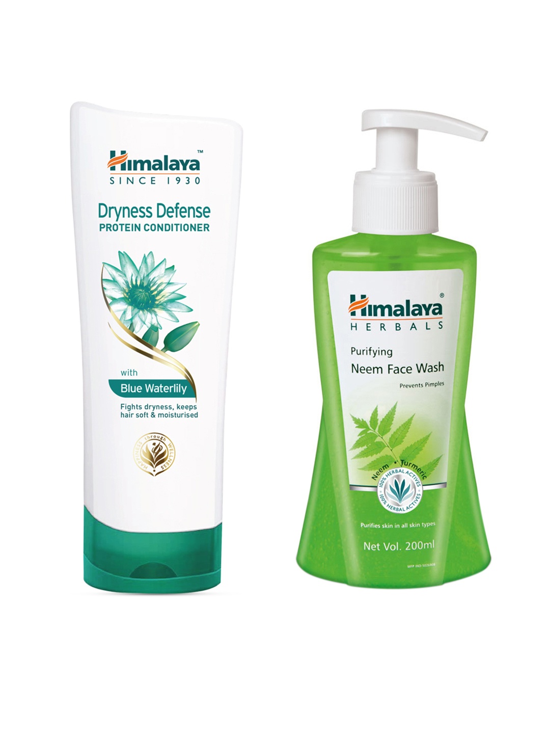 

Himalaya Set of Purifying Neem Face Wash & Dryness Defense Protein Conditioner, Green