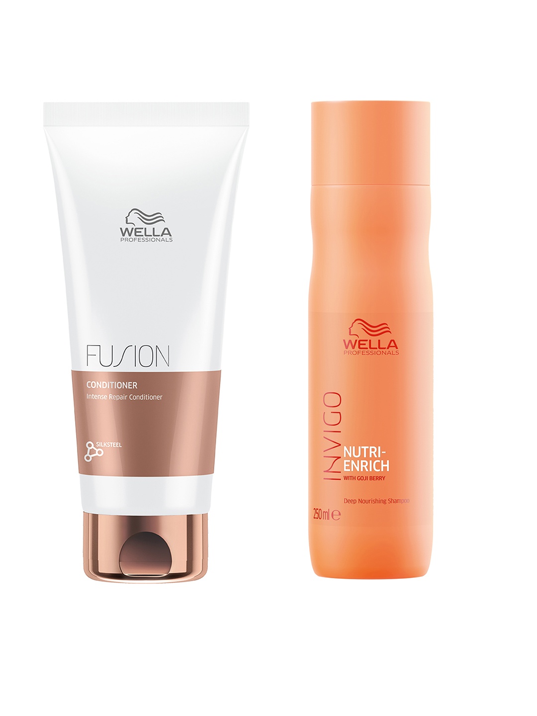 

WELLA PROFESSIONALS Fusion Intense Repair Conditioner & Invigo Nutri-Enrich Shampoo Combo, White