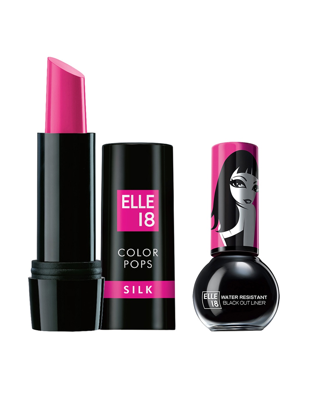 

ELLE 18 Color Pop Lip Color & Water Resistant Eyeliner Combo, Pink