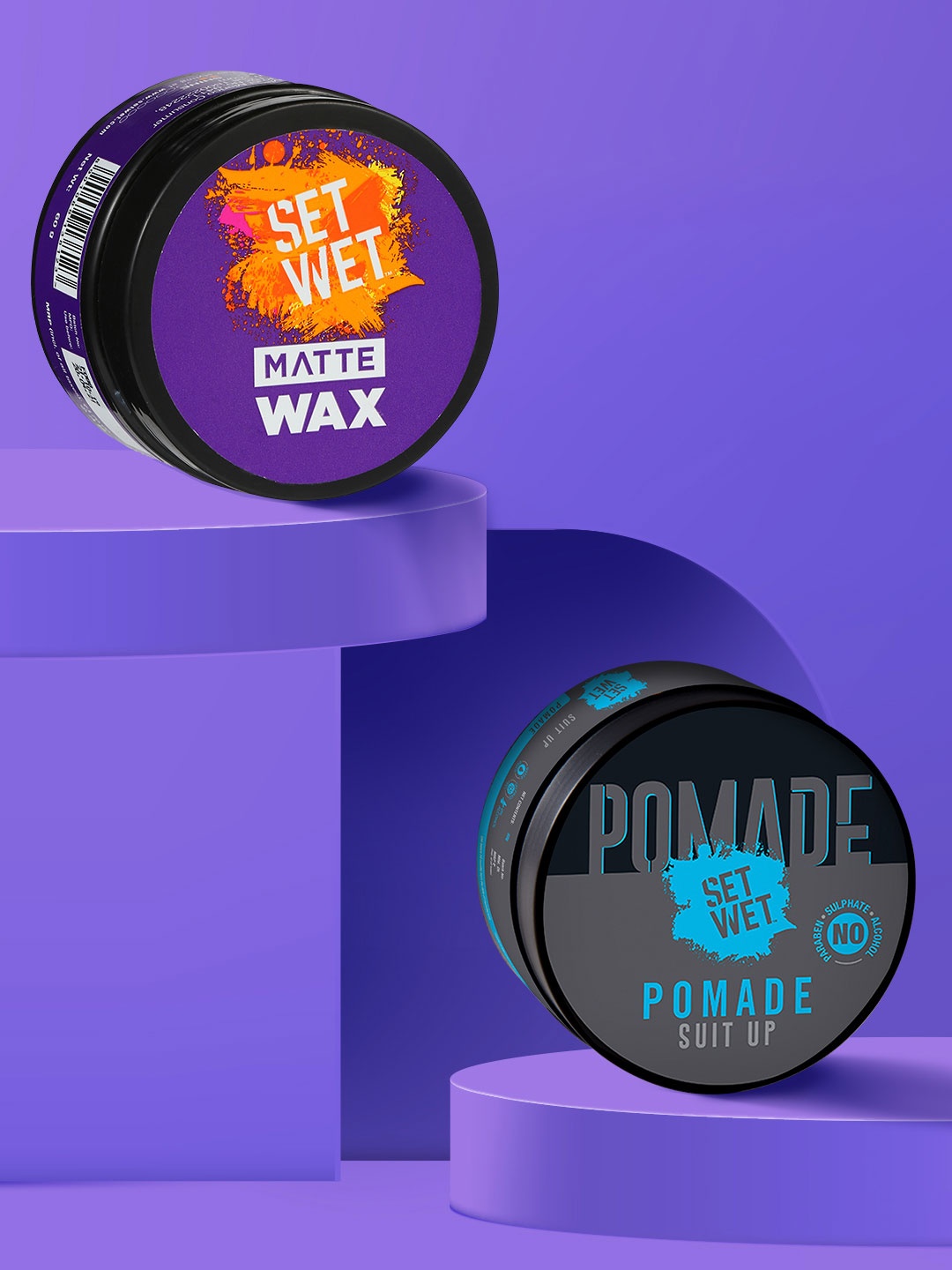 

Set Wet Men Set of Matte Hair Styling Wax & Water Based Pomade, Charcoal