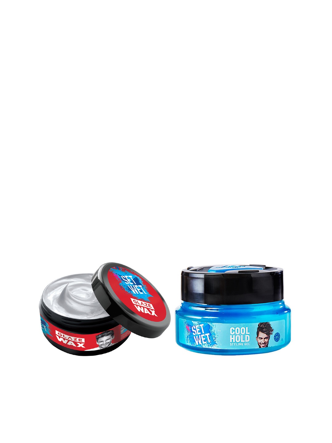 

Set Wet Men Set of Cool Hold Styling Gel & Glaze Hair Styling Wax, Red