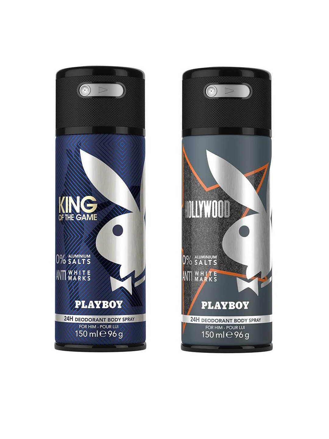 

Playboy Men Set of 2 Deodorant Sprays-Hollywood & King of the Game, Navy blue
