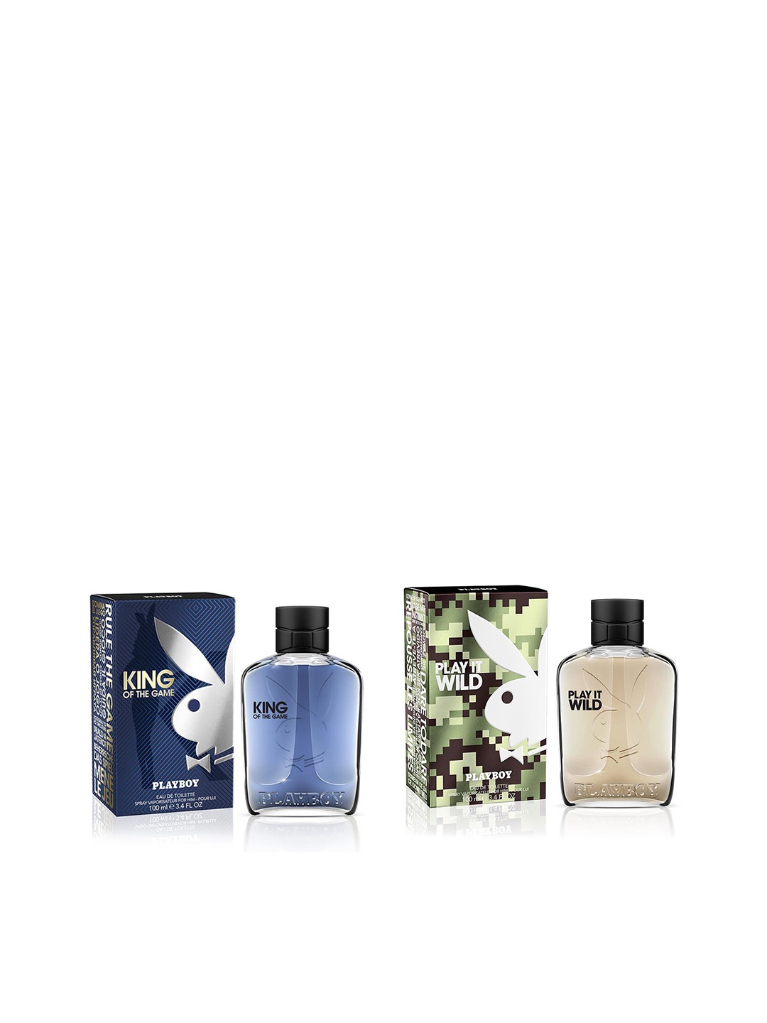 

Playboy Men Set of 2 Eau De Toilettes- Play it Wild & King of the Game, Blue