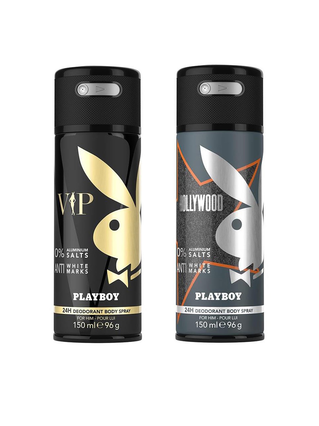 

Playboy Men Set of 2 Deodorant Sprays-Hollywood & VIP, Black