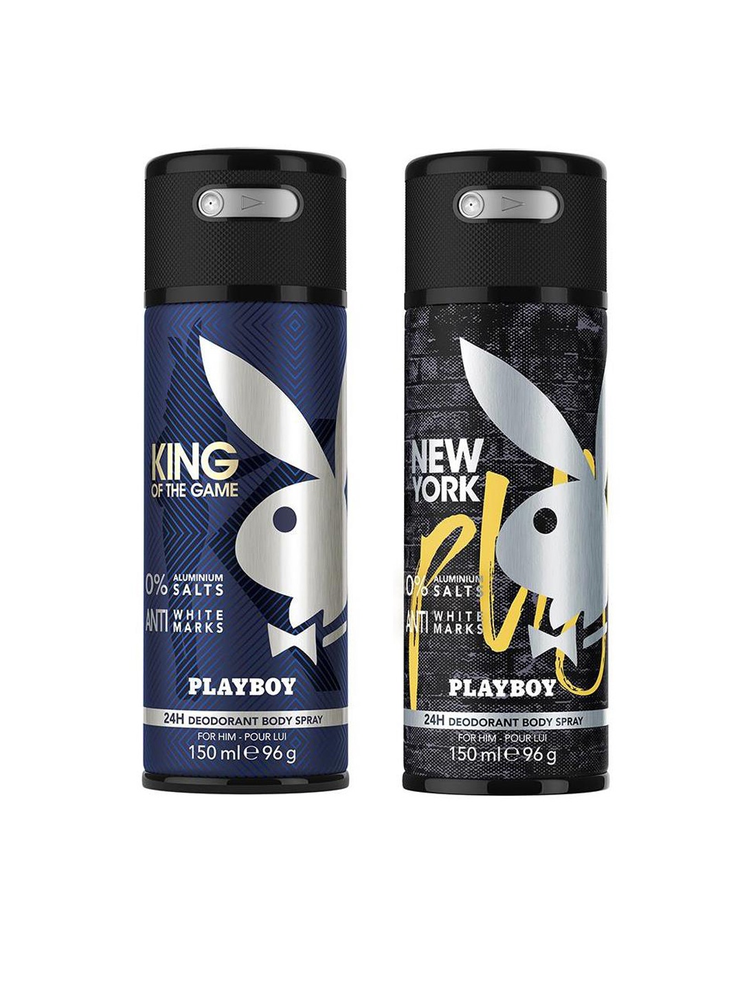

Playboy Men Set of 2 Deodorant Sprays-New York & King of the Game, Black