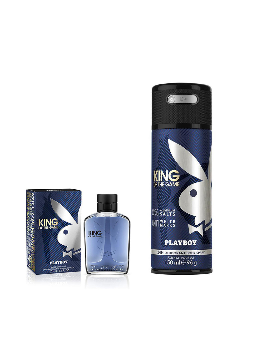 

Playboy Men Set of EDT & Deodorant Spray-King of the Game, Blue