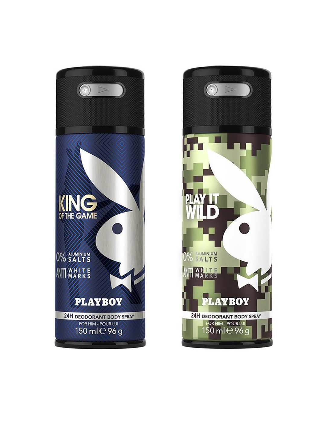 

Playboy Men Set of 2 Deodorant Sprays- King of the Game & Play it Wild, Green