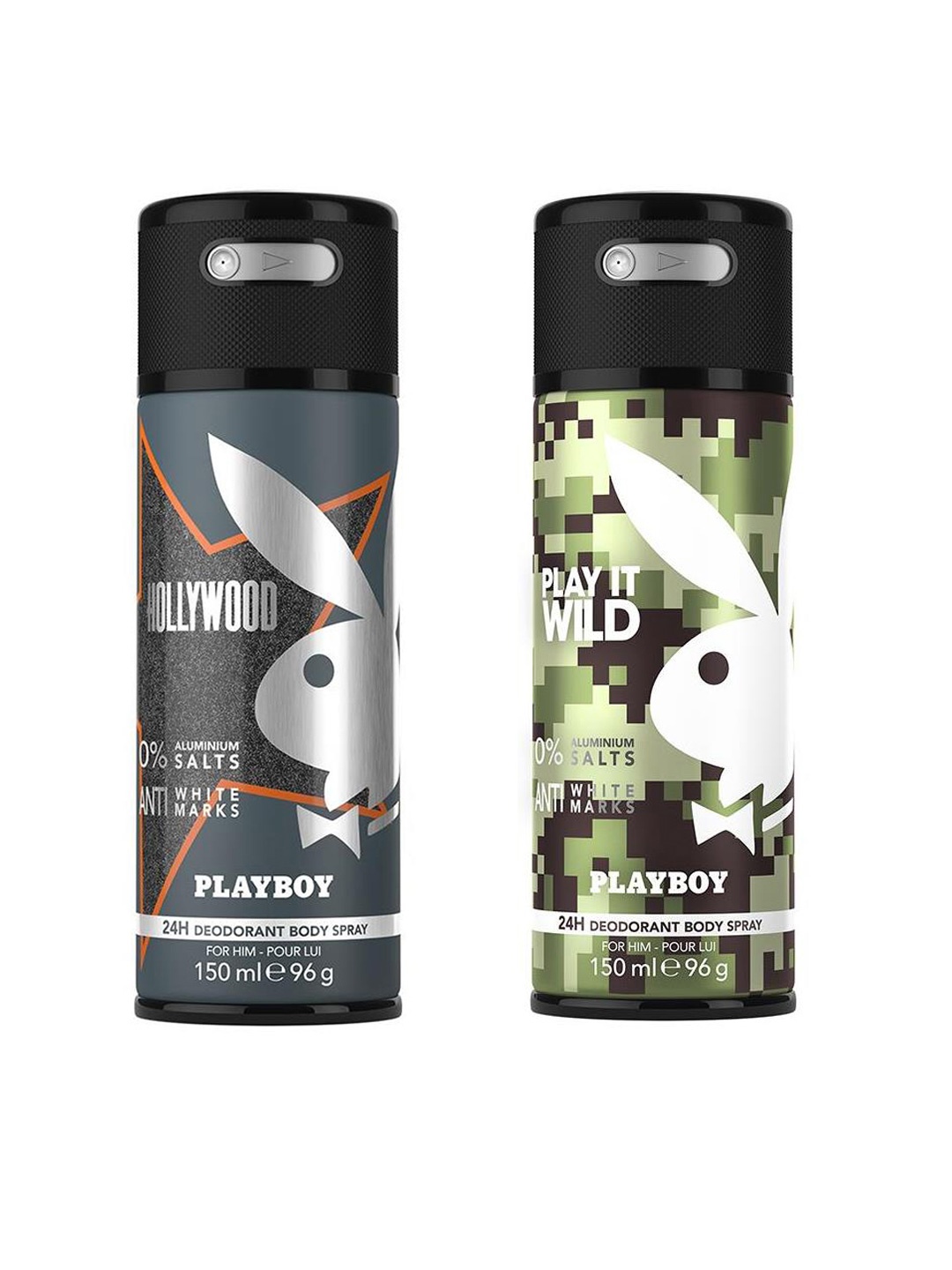 

Playboy Men Set of 2 Deodorant Sprays-Hollywood & Play it Wild, Green
