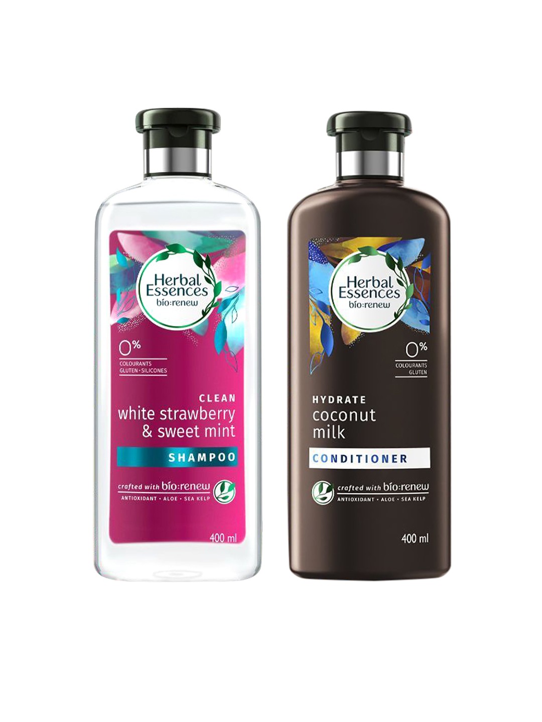 

Herbal Essences Set of Strawberry & Sweet Mint Shampoo & Coconut Milk Conditioner, Brown