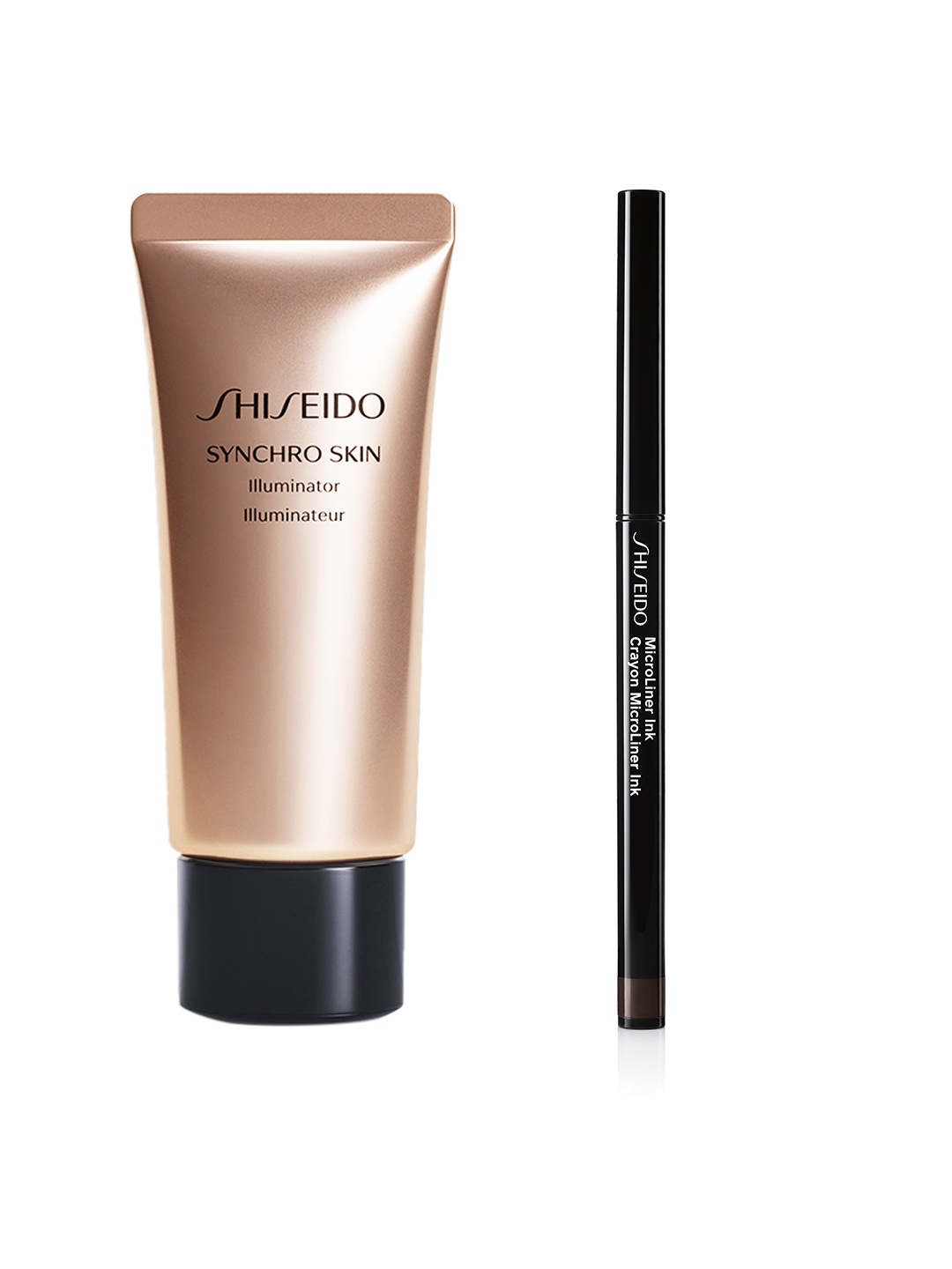 

SHISEIDO Set of Syncro Skin Illuminator & MicroLiner Ink Eyeliner, Rose gold
