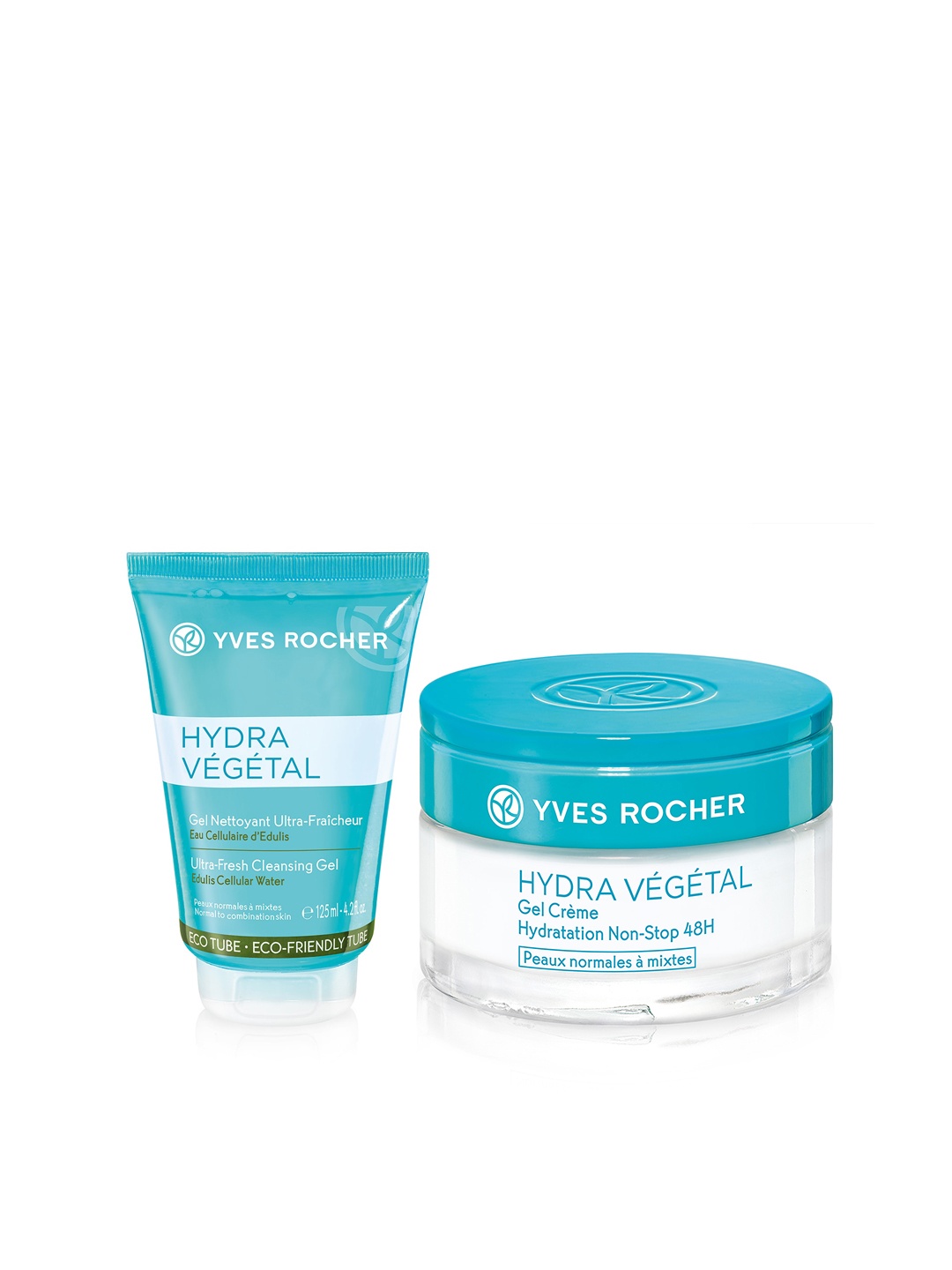 

YVES ROCHER Set of Sustainable Hydra Vegetal Cleansing Gel & Moisturizing Gel Cream, White