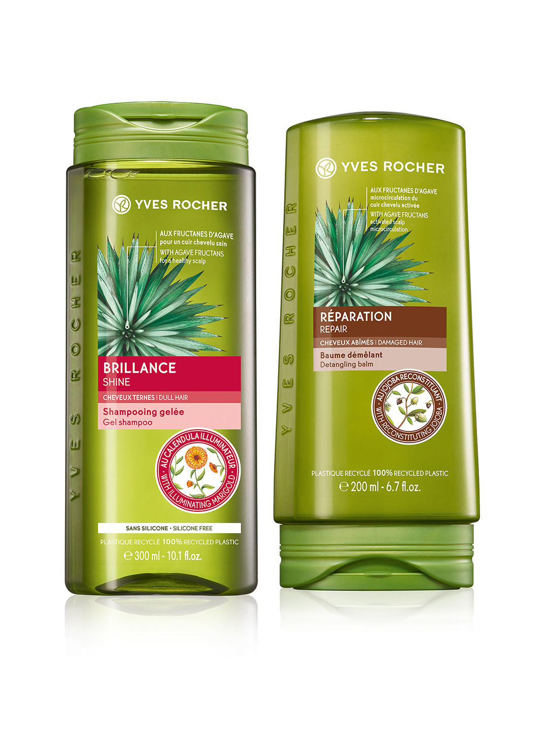 

YVES ROCHER Set of Sustainable Brilliance Shine Gel Shampoo & Repair Detangling Balm, Na
