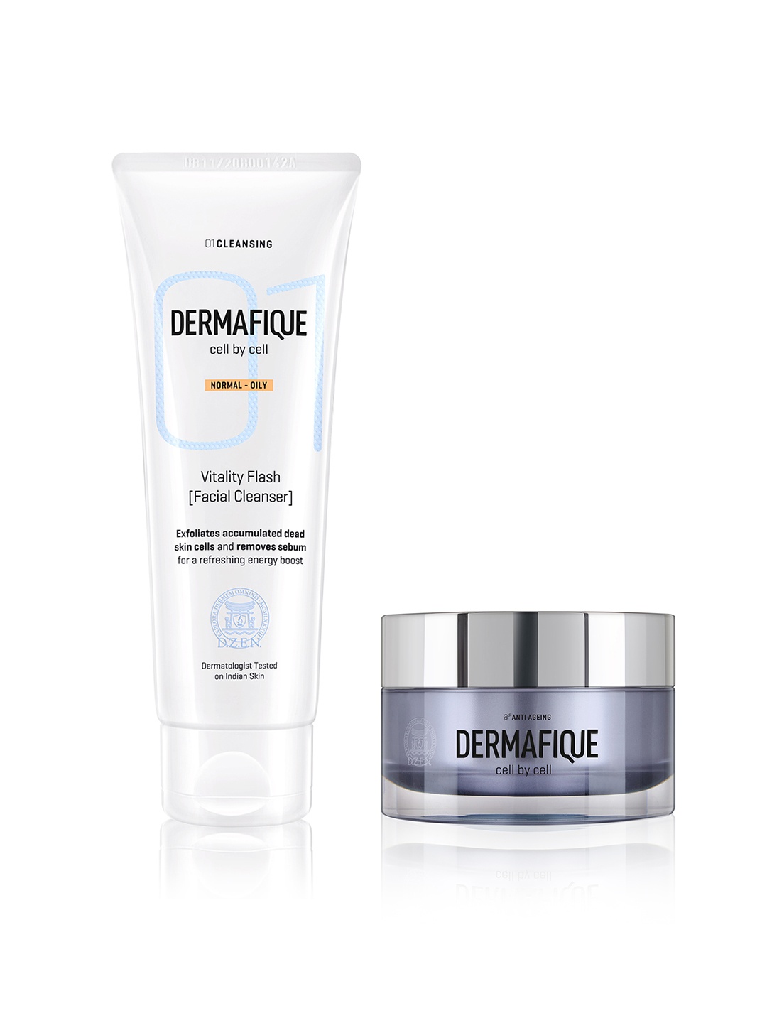 

Dermafique Set of Vitality Flash Facial Cleanser & Age Defying Night Cream, White