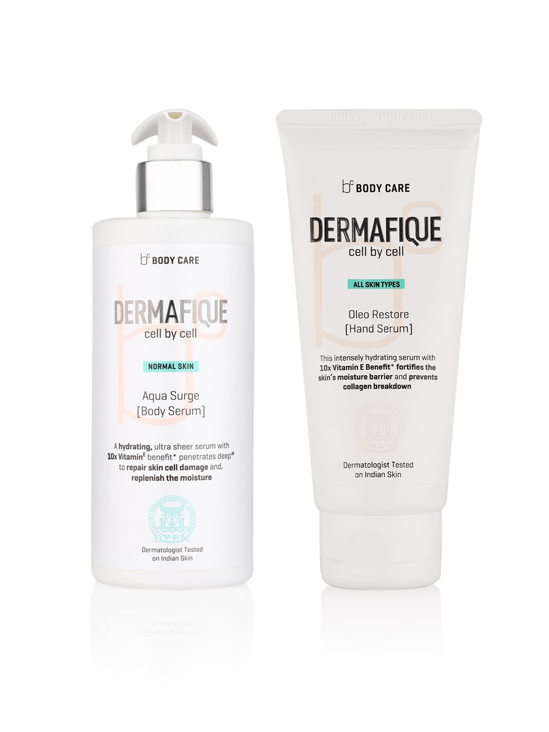 

Dermafique Set of Aqua Surge Body Serum & Cell By Cell Oleo Restore Hand Serum, White