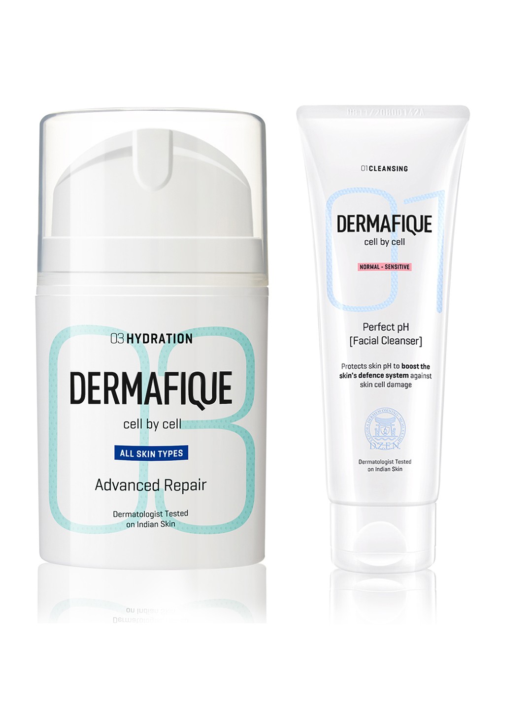 

Dermafique Set of Perfect pH Facial Cleanser & Advanced Repair Moisturiser, White