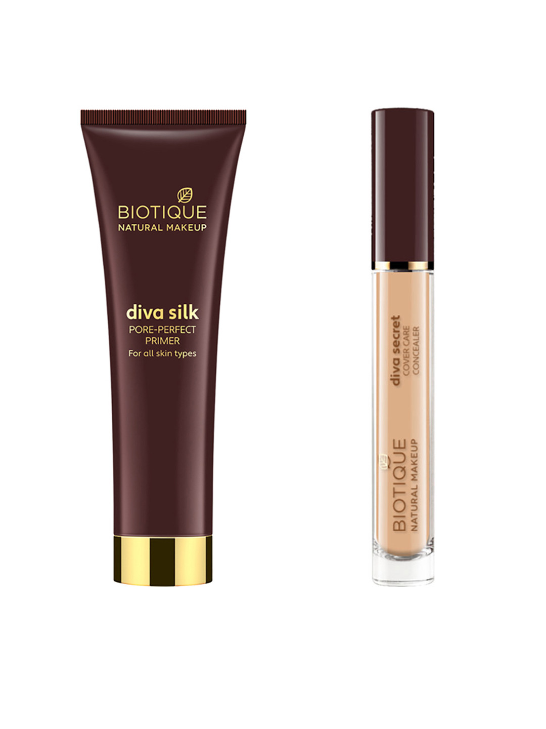 

BIOTIQUE NATURAL MAKEUP Set of Diva Silk Primer & Diva Secret Concealer-Natural Buff CL11, Beige