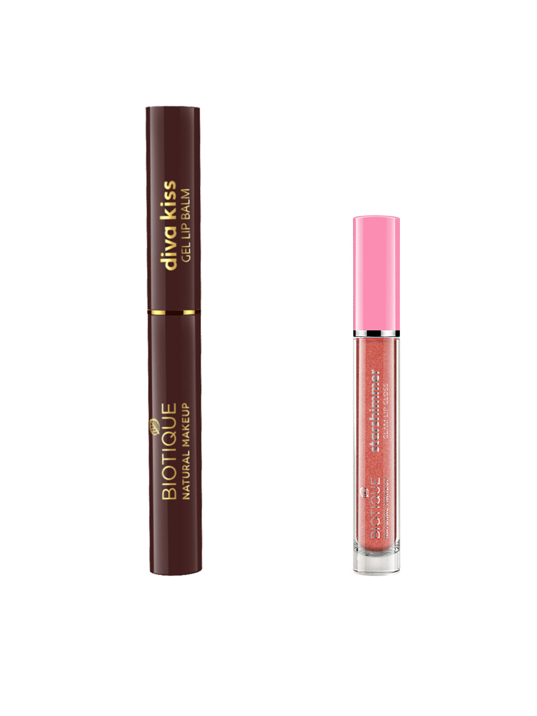 

BIOTIQUE NATURAL MAKEUP Set of Diva Kiss Gel Lip Balm & Star Shimmer Glam Lip Gloss, Peach