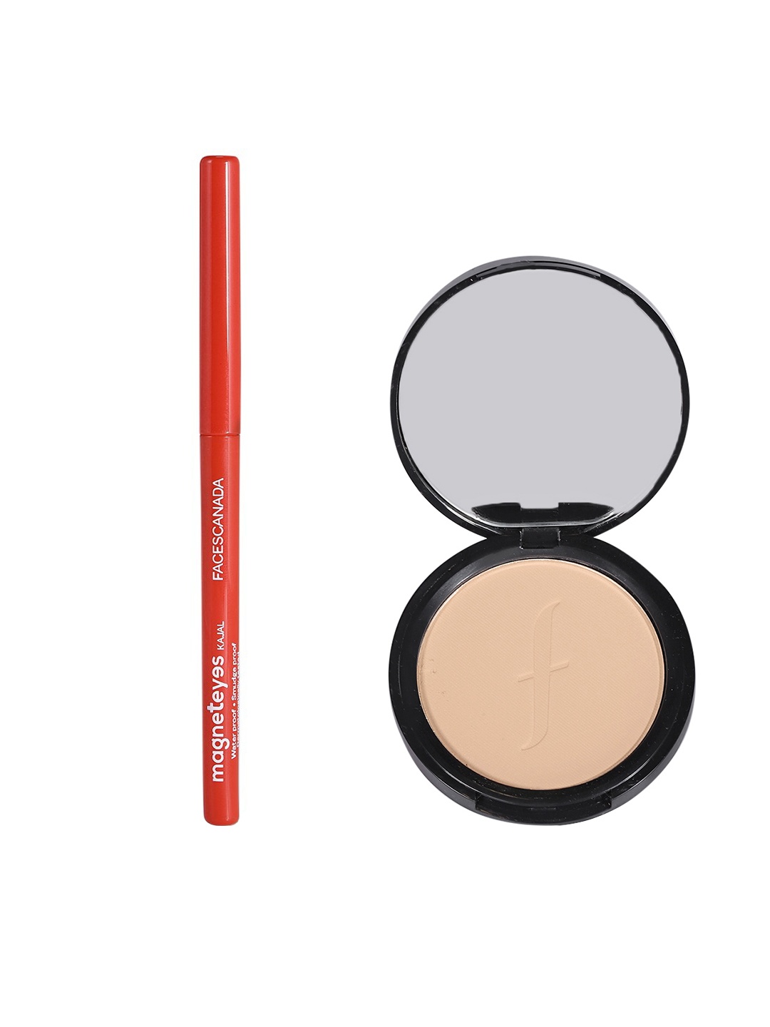 

FACES CANADA Set of Weightless Stay Matte Compact & Magneteyes Kajal, Beige