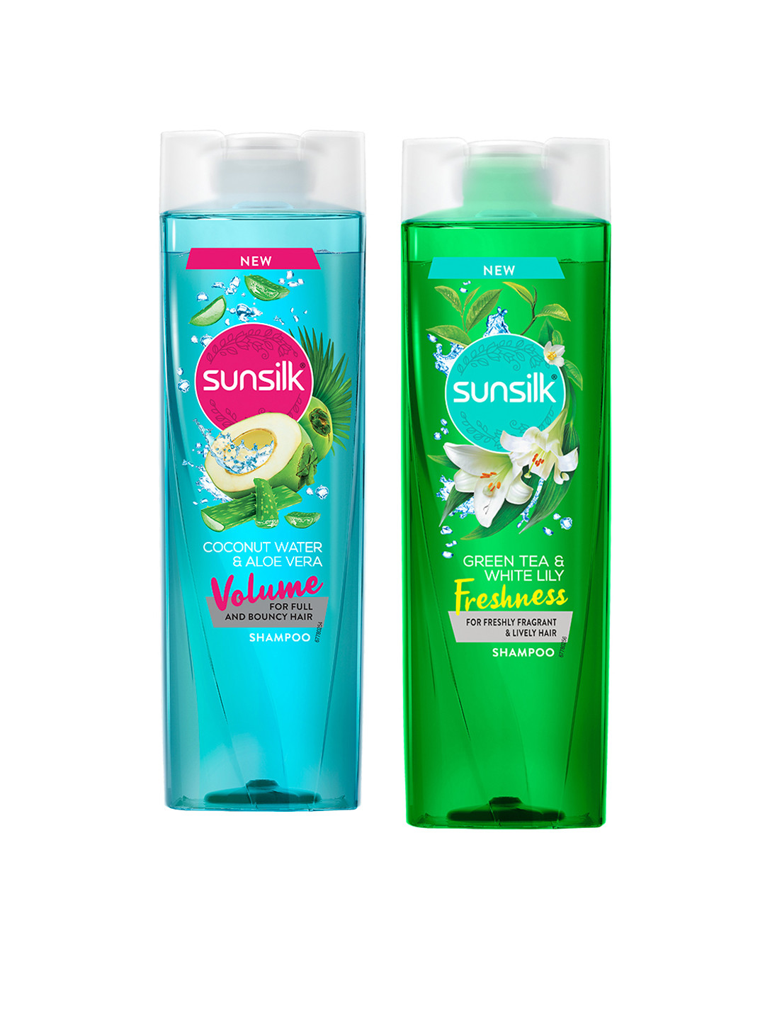

Sunsilk Green Tea and White Lily Freshness & Coconut Water & Aloe Vera Volume Hair Shampoo, Blue